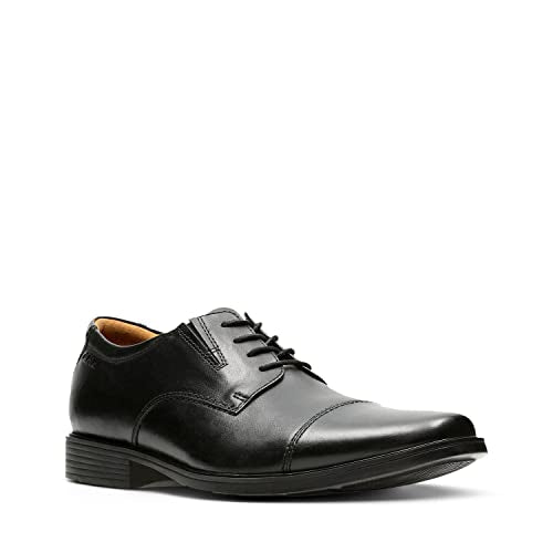 Clarks Men's Tilden Cap Oxford, Black Leather, 9.5