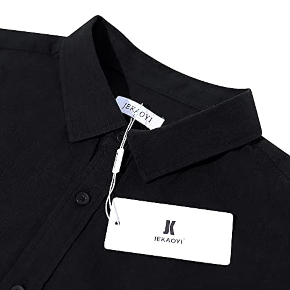 Mens Casual Long Sleeve Cotton Linen Shirts Buttons Down Solid Plain Roll-Up Sleeve Summer Beach Shirts