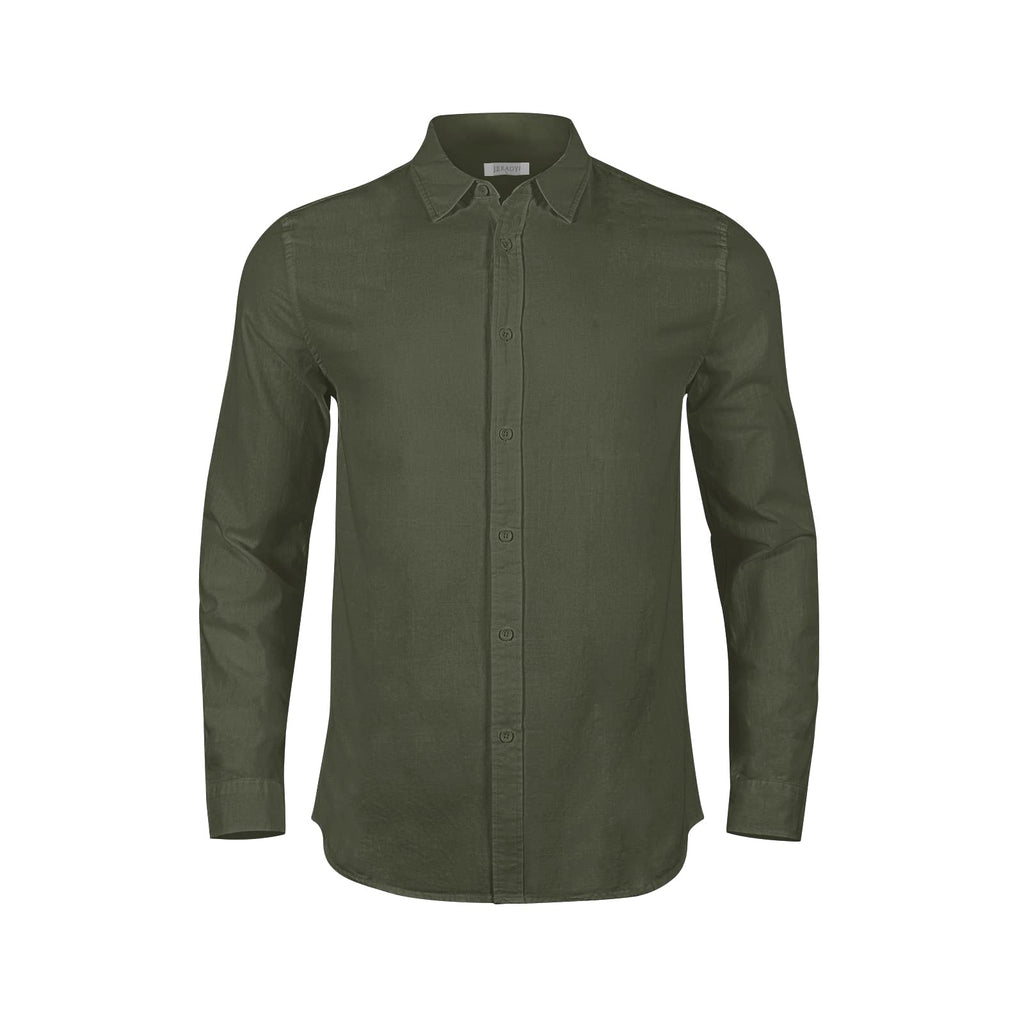 Mens Casual Long Sleeve Cotton Linen Shirts Buttons Down Solid Plain Roll-Up Sleeve Summer Beach Shirts