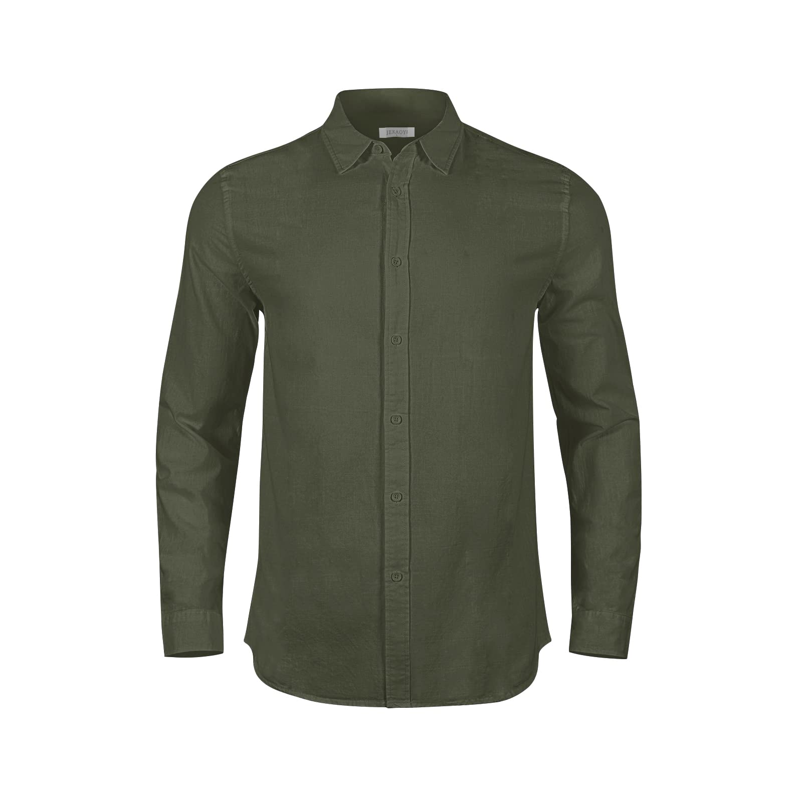 Mens Casual Long Sleeve Cotton Linen Shirts Buttons Down Solid Plain Roll-Up Sleeve Summer Beach Shirts