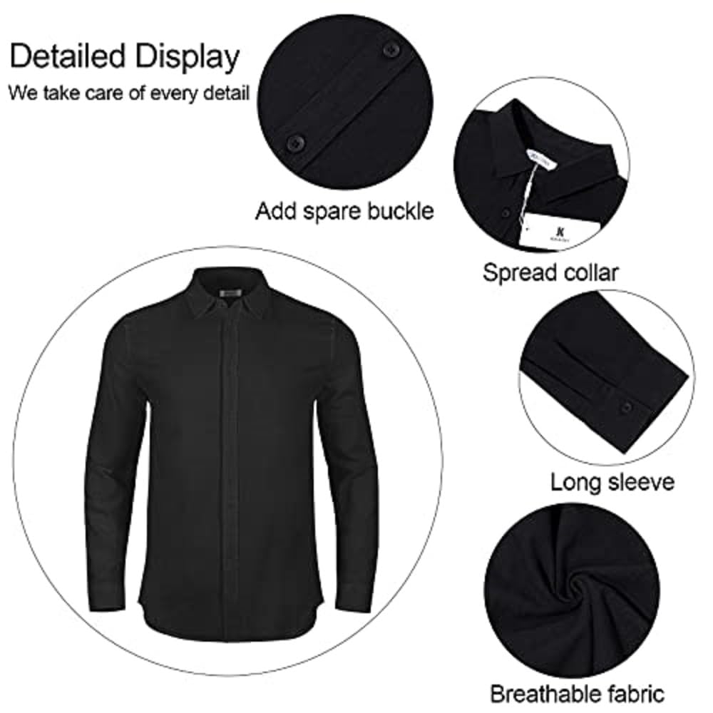 Mens Casual Long Sleeve Cotton Linen Shirts Buttons Down Solid Plain Roll-Up Sleeve Summer Beach Shirts