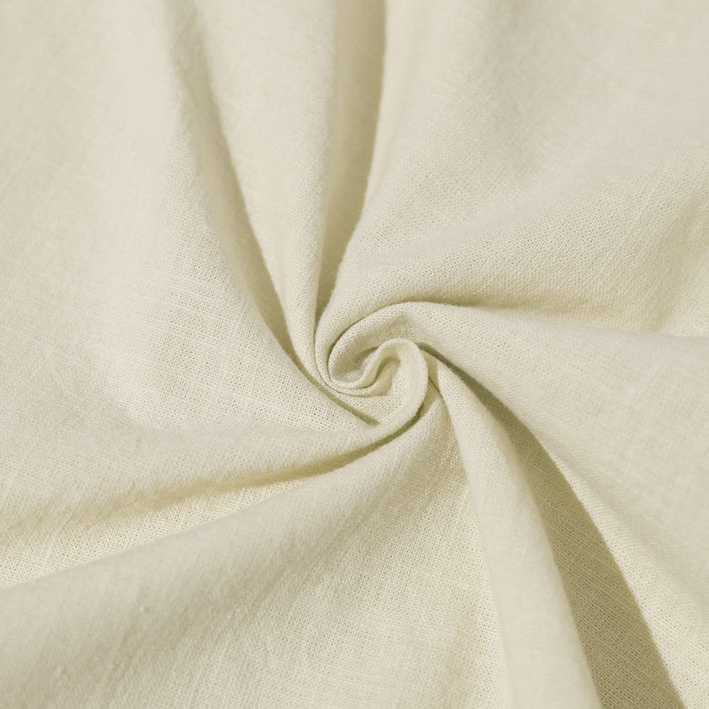 Mens Casual Long Sleeve Cotton Linen Shirts Buttons Down Solid Plain Roll-Up Sleeve Summer Beach Shirts