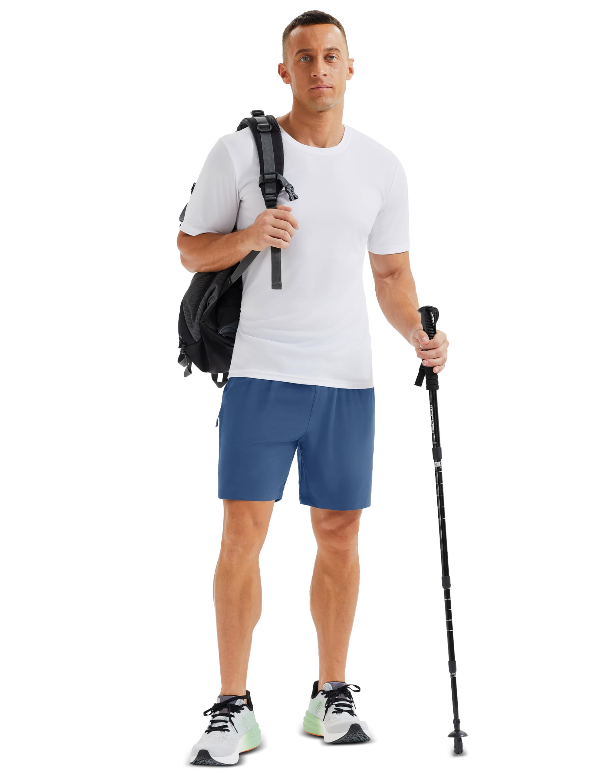 MAGCOMSEN Fishing Shorts for Men Hiking Athletic Workout Shorts 7 Inch Inseam Quick Dry Lightweight Waterproof Blue Grey 36