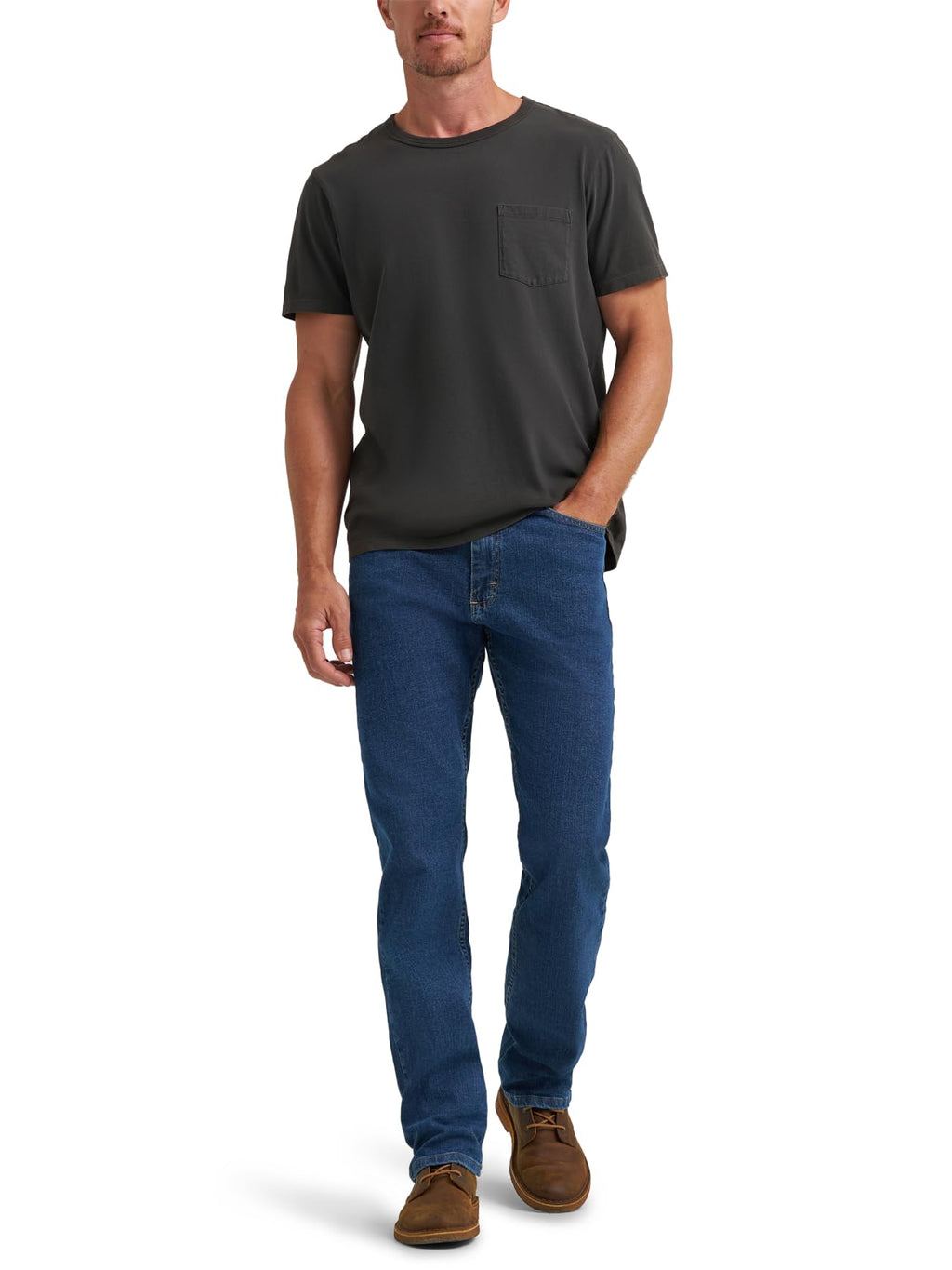 Wrangler Authentics Men's Regular Fit Comfort Flex Waist Jean, Dark Stonewash, 36W x 30L