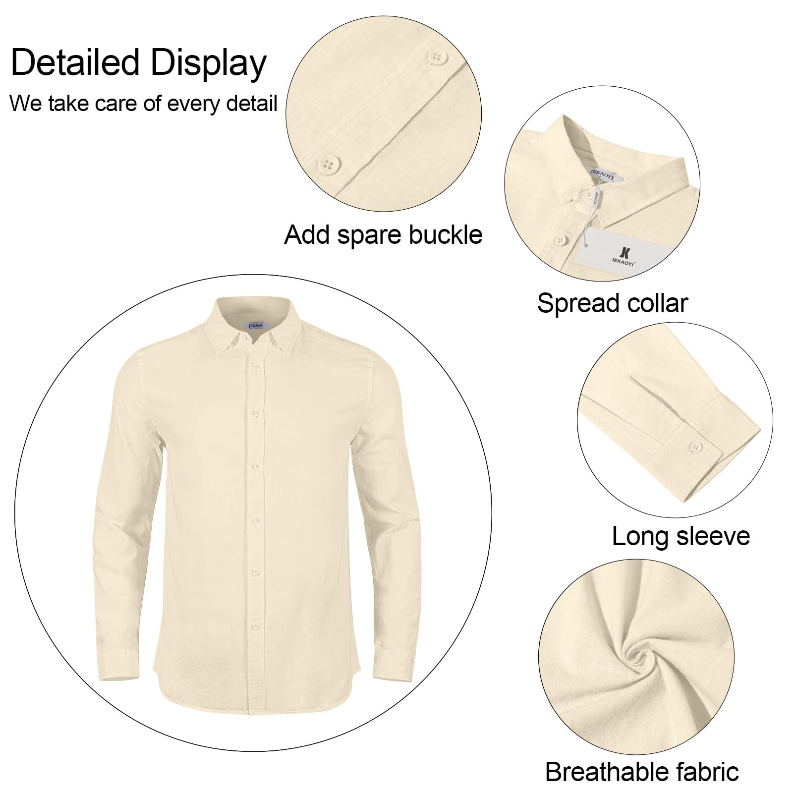 Mens Casual Long Sleeve Cotton Linen Shirts Buttons Down Solid Plain Roll-Up Sleeve Summer Beach Shirts