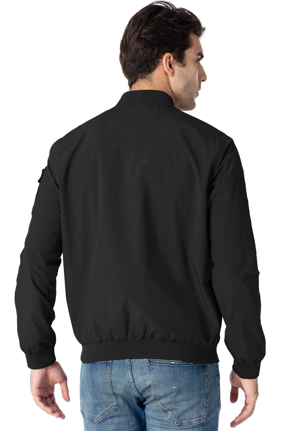 Rdruko Men's Windbreaker Lightweight Bomber Jacket Causal Fashion Light Jacket(Black, US L)