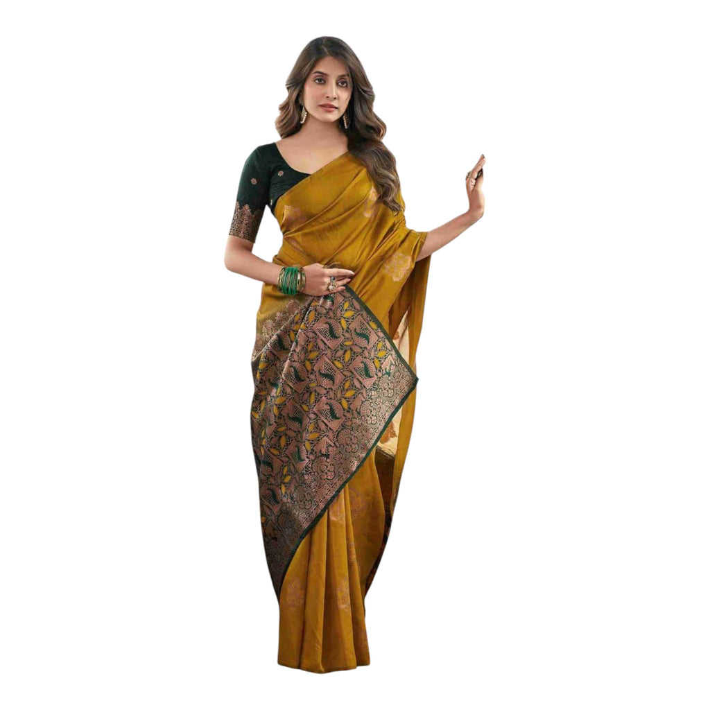 AARYAEXP Women's Kanjivaram Banarasi Art Silk Saree with Blouse Piece saree For Women (F)