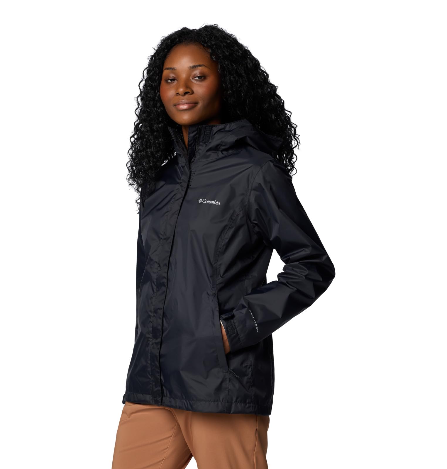 Columbia Womens Arcadia II Waterproof Rain Jacket, Black, Medium