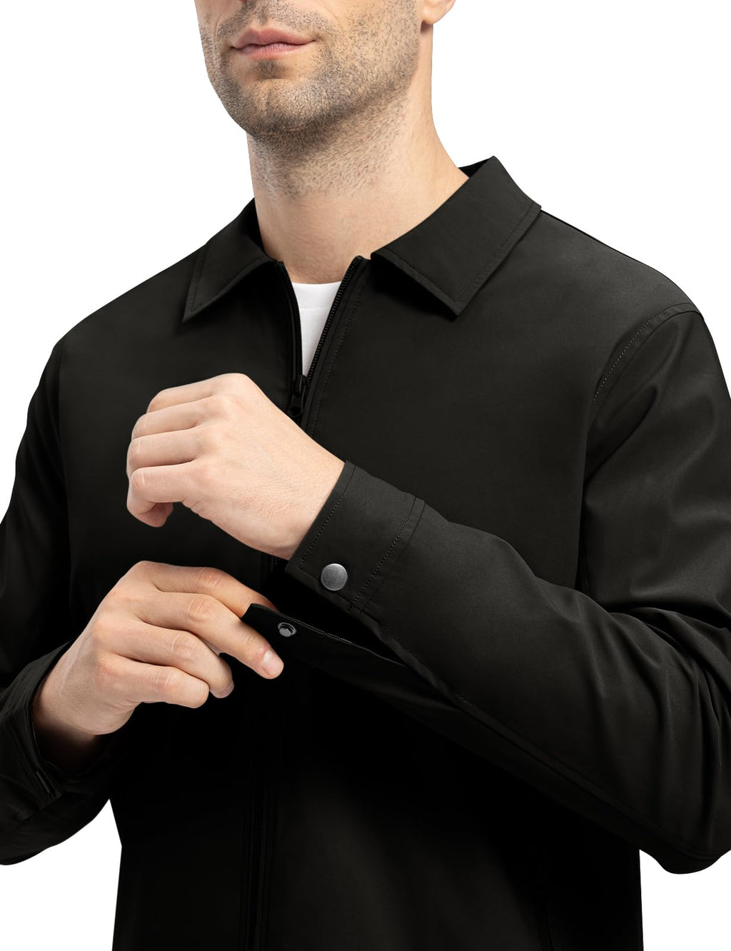 TBMPOY Men's Lightweight Jackets Casual Windbreaker Stylish Light Fall Spring Golf Work Dress Business Black M