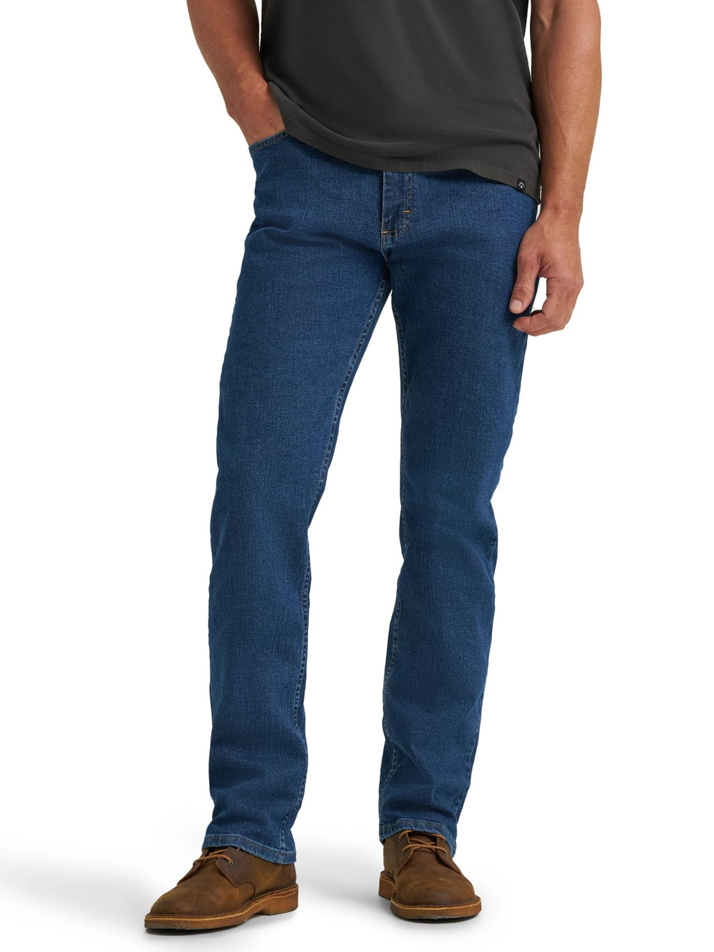 Wrangler Authentics Men's Regular Fit Comfort Flex Waist Jean, Dark Stonewash, 36W x 30L