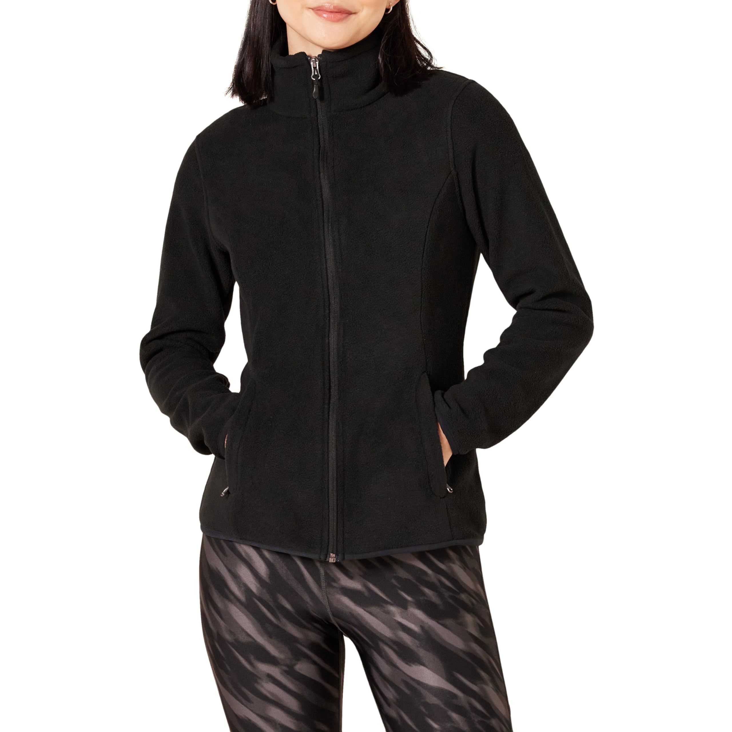 Amazon Essentials Women's Classic-Fit Full-Zip Polar Soft Fleece Jacket (Available in Plus Size), Black, X-Large