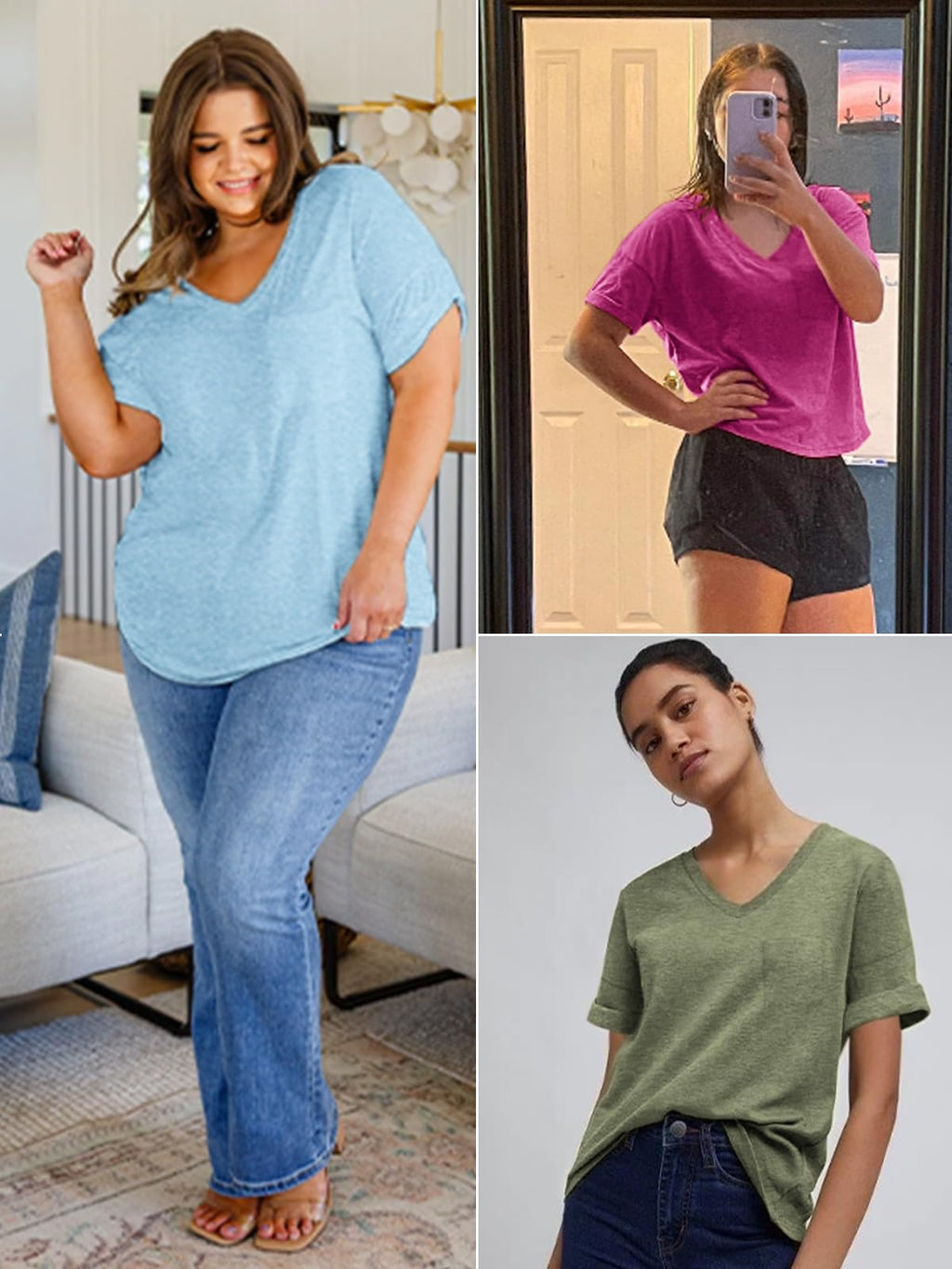 ATHMILE Summer Tops for Women 2024 Womens Tops Casual T Shirts Gray Purple