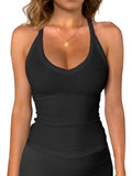 iGENJUN Women Workout Tops for Women Racerback Tank Tops 2025 Yoga Gym Ribbed Sleeveless Shirts Clothes,S,Black
