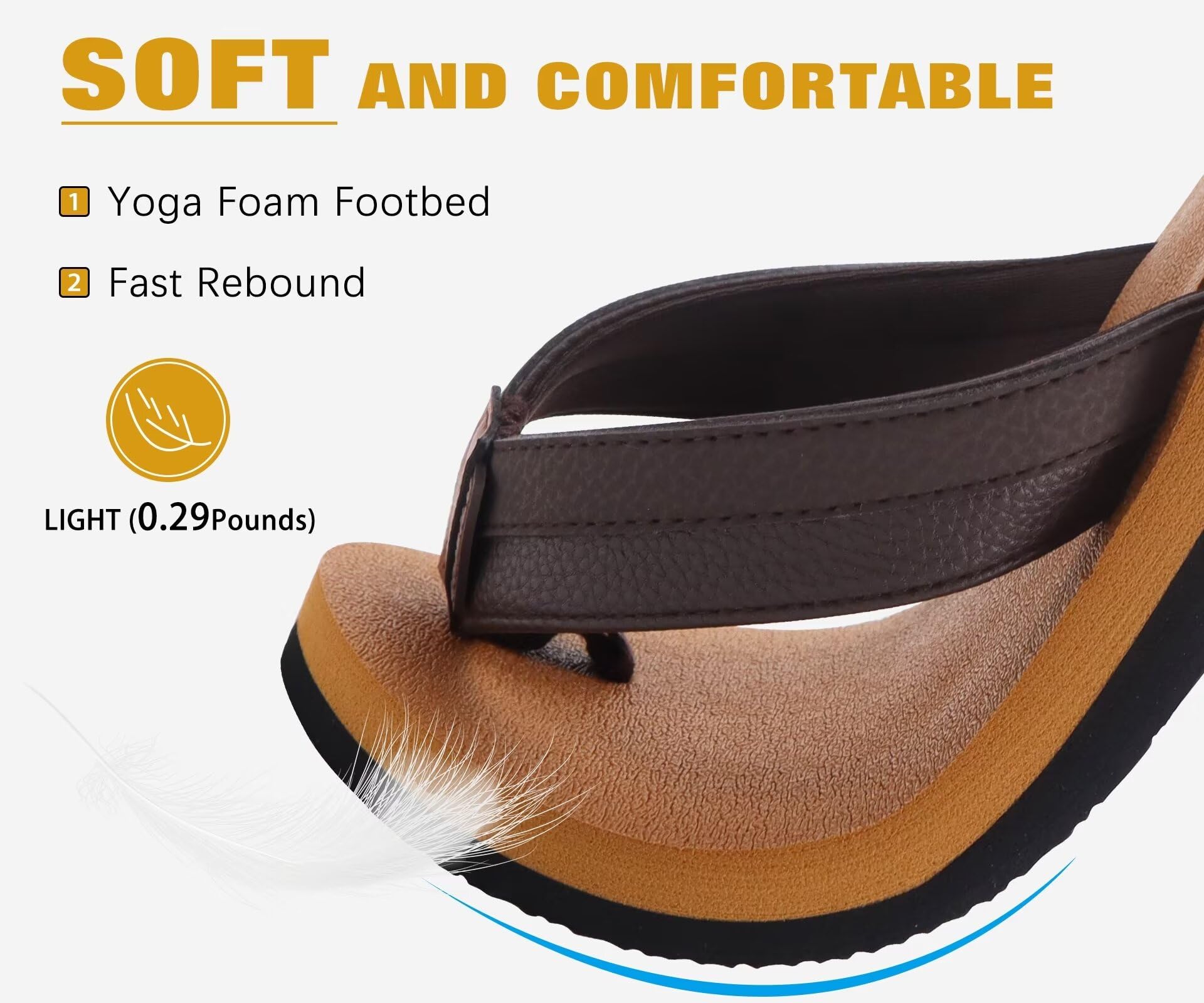 KuaiLu Mens Leather Flip Flops Arch Support Summer Beach Pool Water Thong Sandals Waterproof Outfits Travel Essentials Walking Shoes Slip on Orthotic Casual Sport Cushion Slides Slippers Khaki Size 10