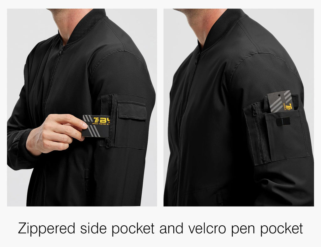 Rdruko Men's Windbreaker Lightweight Bomber Jacket Causal Fashion Light Jacket(Black, US L)