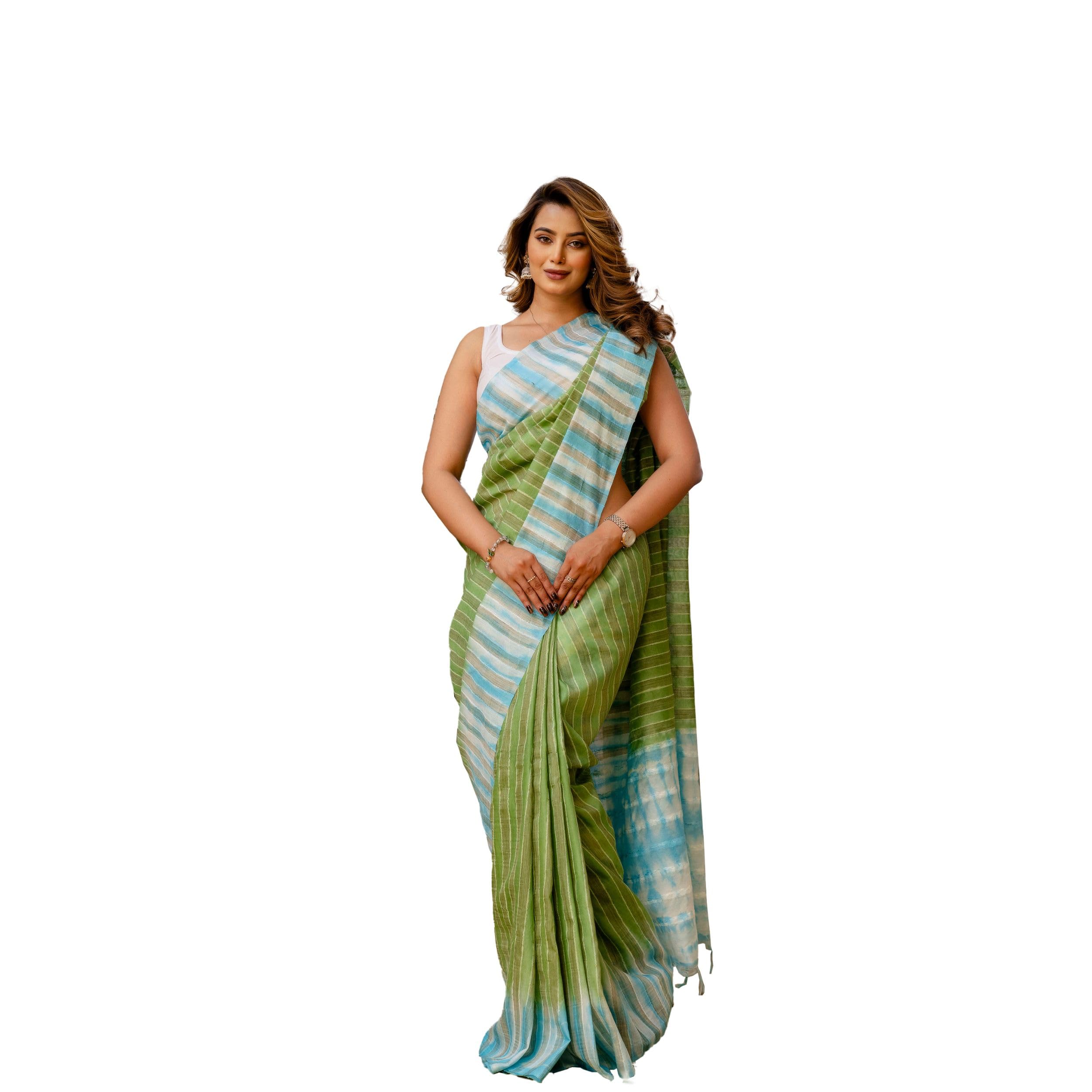 TASHAINA Kota Silk Bhagalpur Saree – Elegant Handloom Striped Design with Contrast Pallu & Blouse Piece – Lightweight Festive Wear
