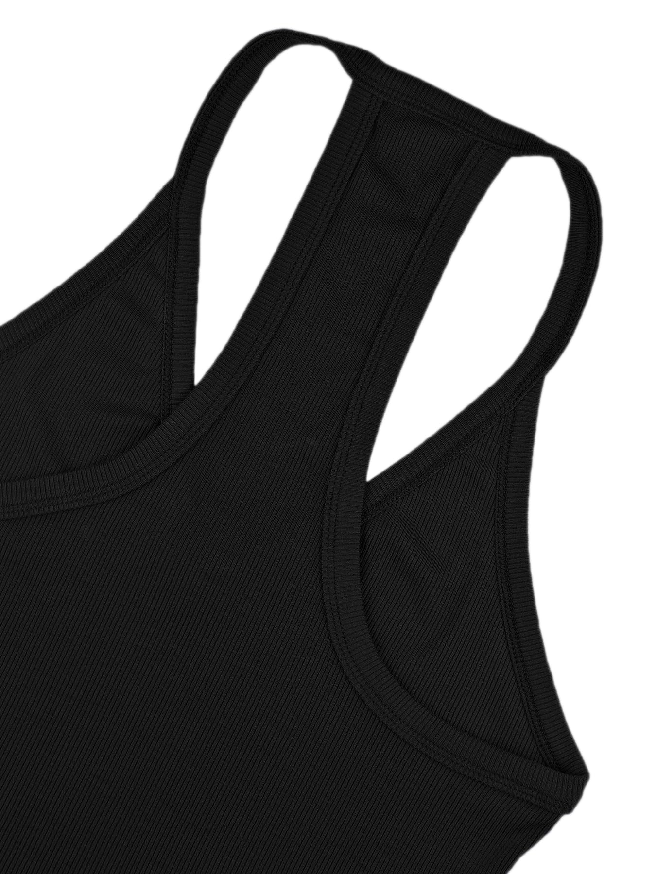 iGENJUN Women Workout Tops for Women Racerback Tank Tops 2025 Yoga Gym Ribbed Sleeveless Shirts Clothes,S,Black