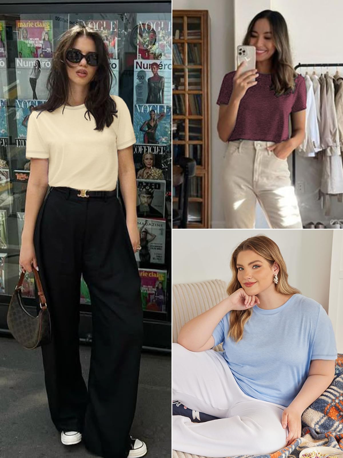 ATHMILE T Shirts for Women Loose Fit Round Neck Summer Tops Dark Green Graphic Tees Women Beach Fashion