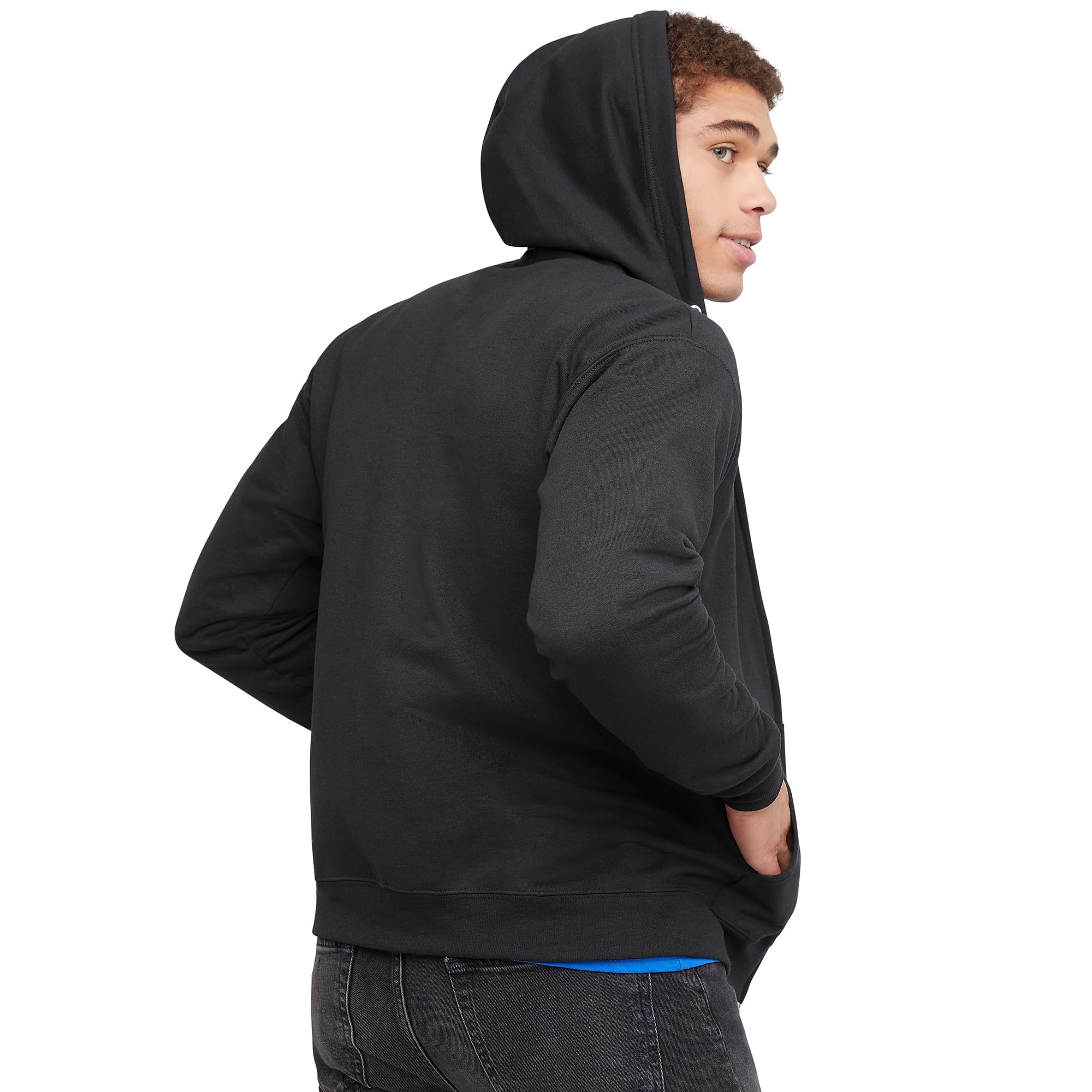 Hanes Mens Hoodie, Ecosmart Fleece Full-zip Zip-up Hooded Sweatshirt For Athletic-hoodies, Black, X-Large US