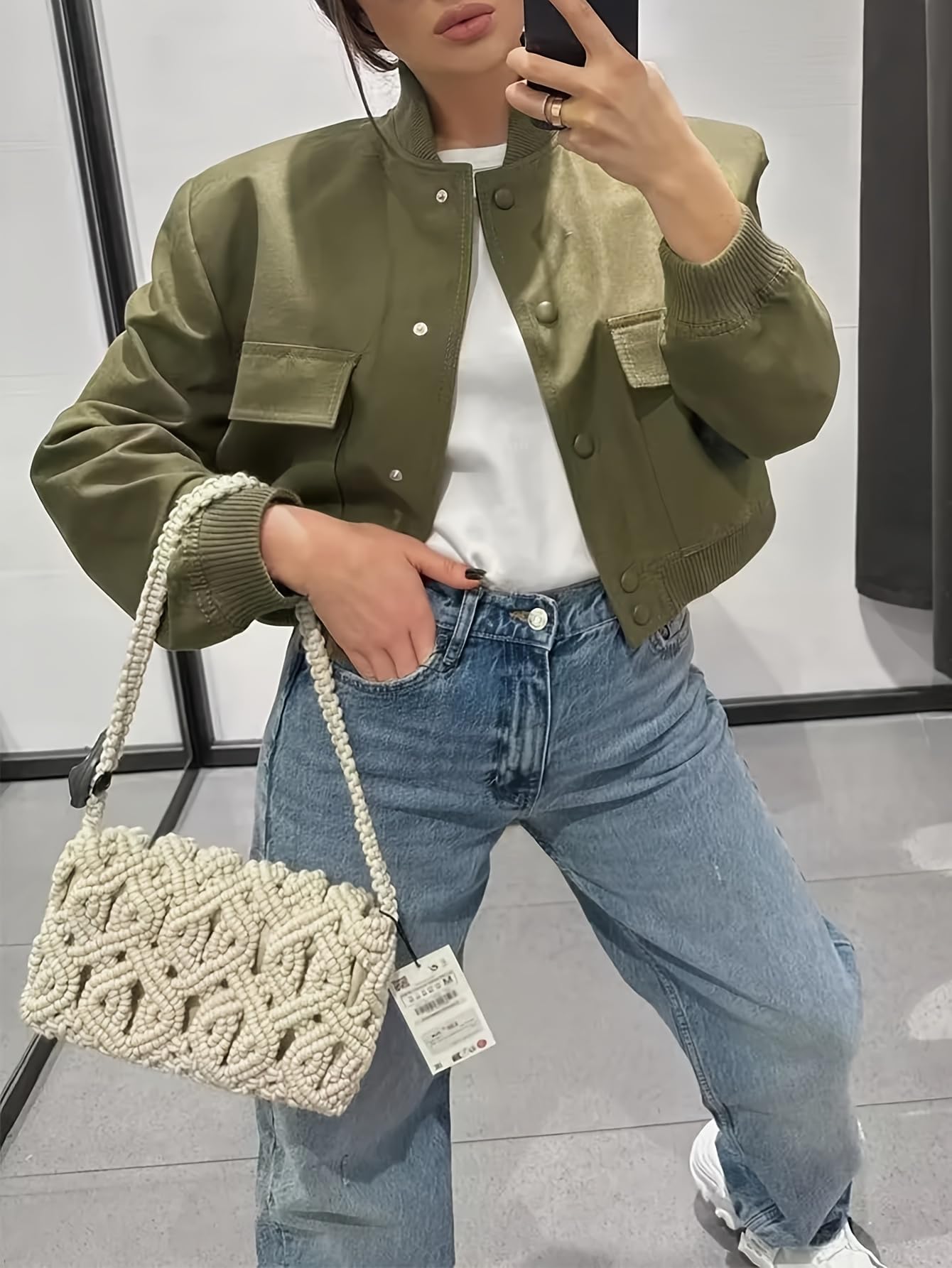 Zeagoo Women Bomber Jacket Casual Button Down Varsity Jackets Shackets With Pockets Outwear