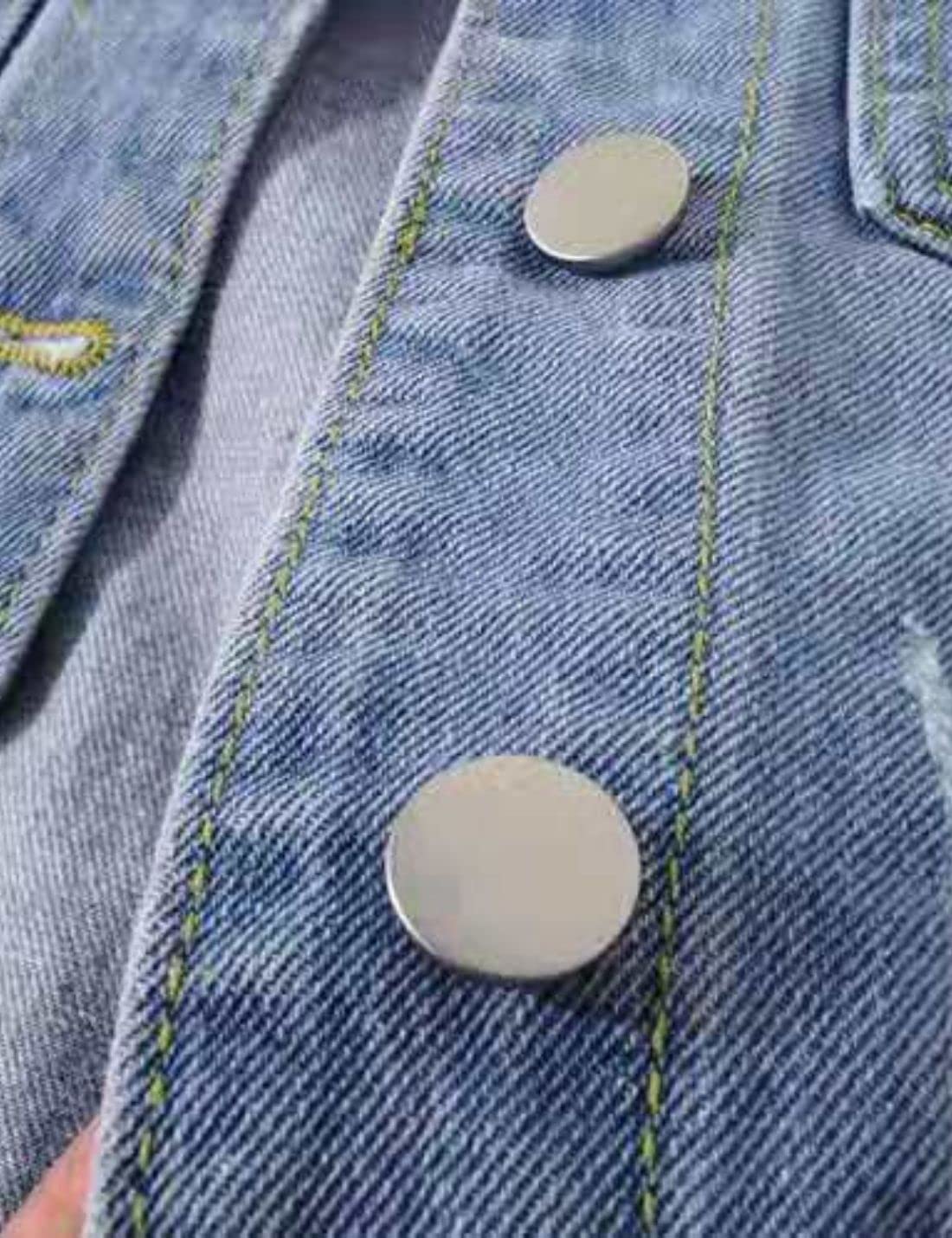 Unilexi Women's 3/4 Sleeve Colored Cropped Denim Jacket Light Wash Short Jean Jacket Trucker Coat(0096-LightBlue-XL)