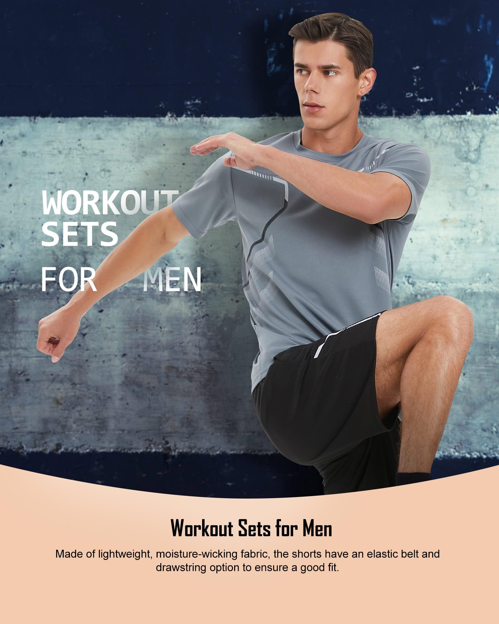 BOOMCOOL Gym Clothes for Men Workout Shirts Sets Outfits 6 Piece for Running Football Athletic Exercise Fit for Out T Sports