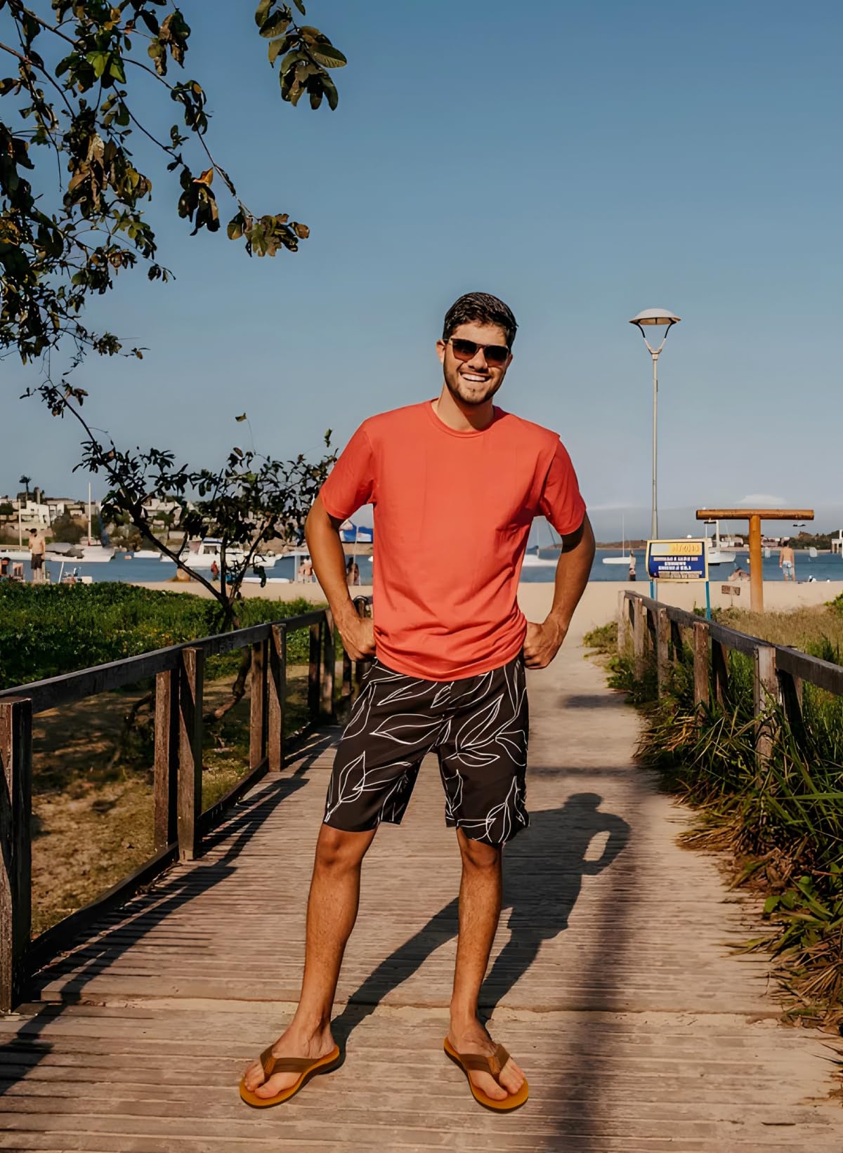 KuaiLu Mens Leather Flip Flops Arch Support Summer Beach Pool Water Thong Sandals Waterproof Outfits Travel Essentials Walking Shoes Slip on Orthotic Casual Sport Cushion Slides Slippers Khaki Size 10