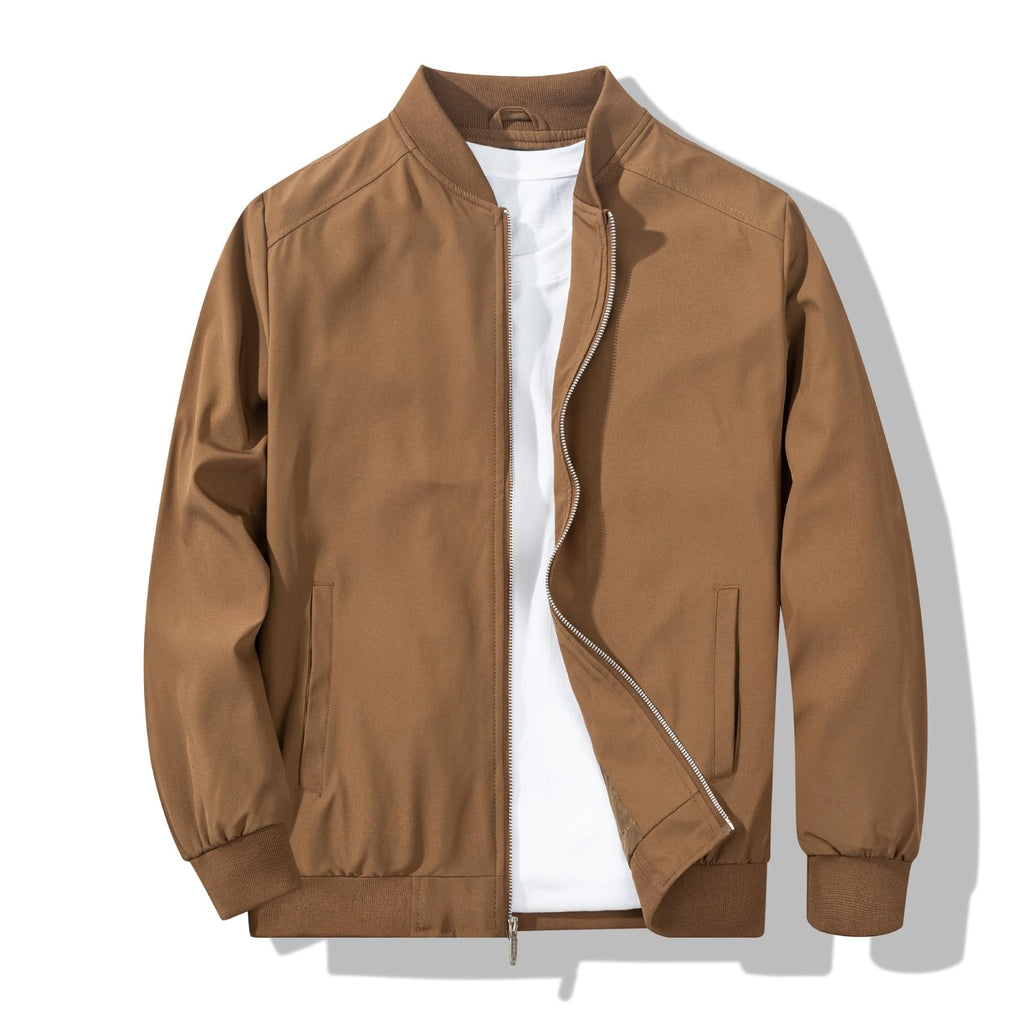 XiaoYouYu Men's Bomber Jacket Fashion Stylish Lightweight Windbreaker Spring Fall Casual Jackets for Men Coffee Large