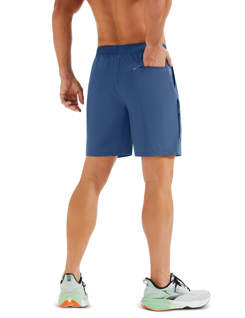 MAGCOMSEN Fishing Shorts for Men Hiking Athletic Workout Shorts 7 Inch Inseam Quick Dry Lightweight Waterproof Blue Grey 36