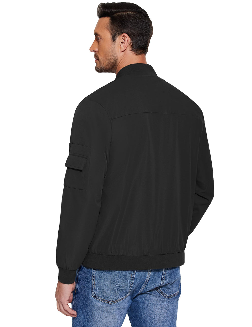 COOFANDY Mens Bomber Jackets Windbreaker Jackets Lightweight Casual Spring Jacket, Black, Small