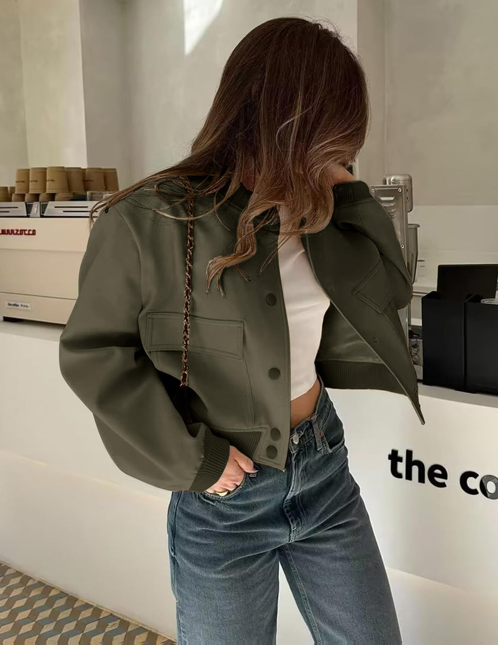 Zeagoo Women Bomber Jacket Casual Button Down Varsity Jackets Shackets With Pockets Outwear