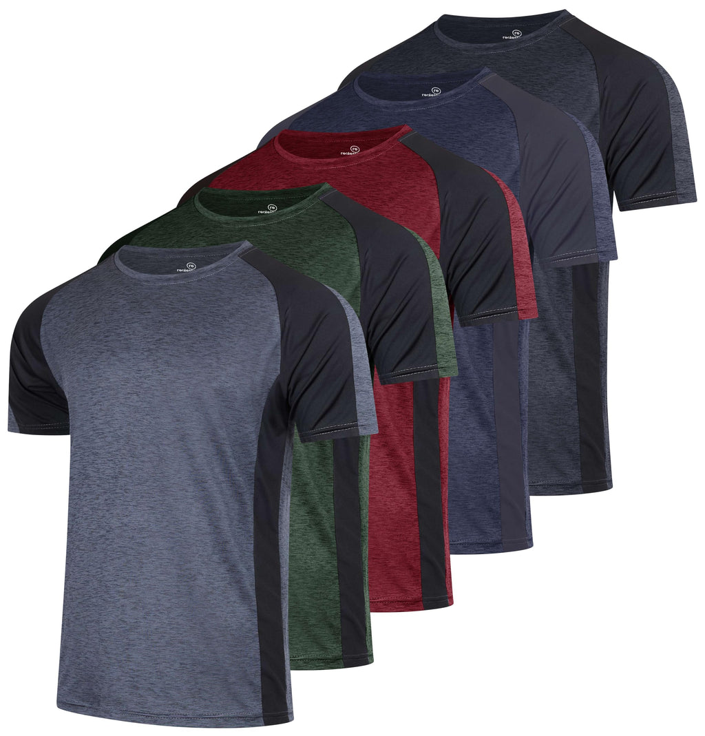 5 Pack Men’s Active Quick Dri Dry Fit Crew Neck T Shirts Athletic Running Gym Workout Short Sleeve Tee Tops Camisas para Hombres Summer