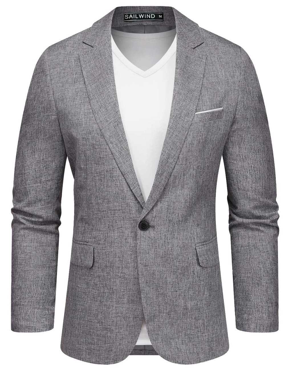 Sailwind Men's Casual Blazer Jackets Lightweight One Button Sports Coats Suit Gray