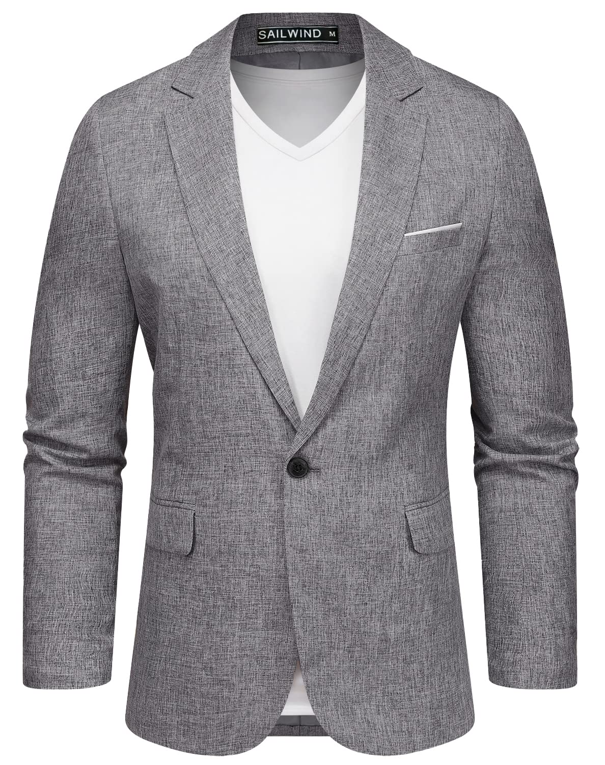 Sailwind Men's Casual Blazer Jackets Lightweight One Button Sports Coats Suit Gray