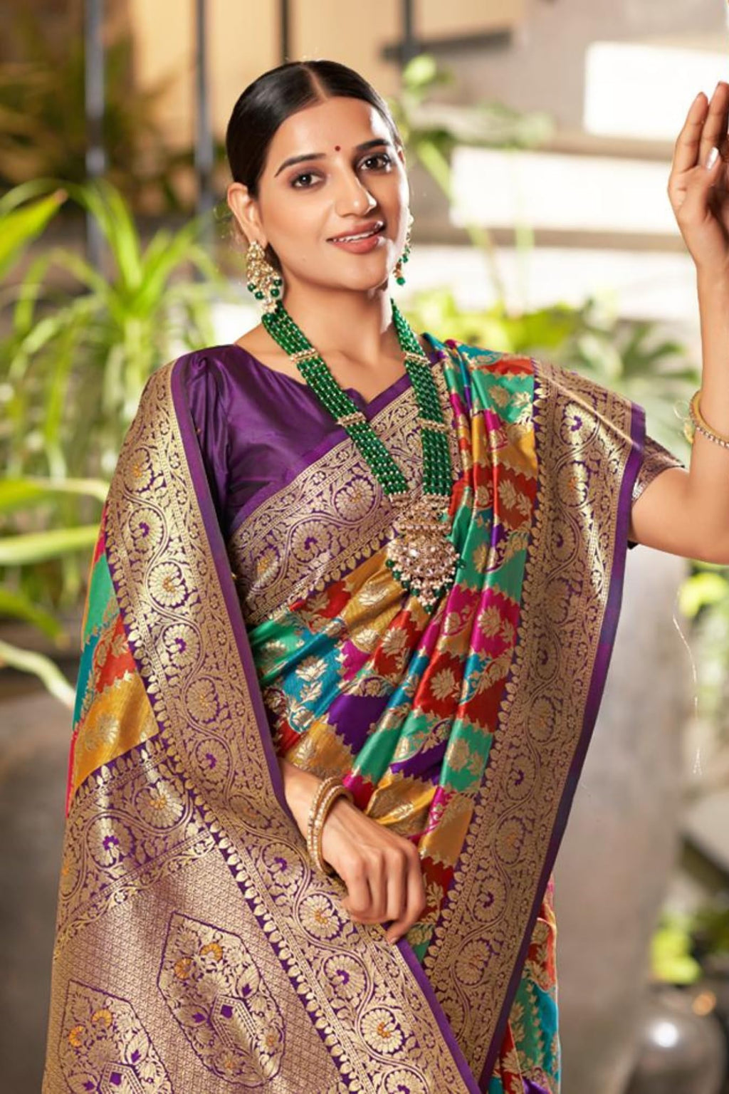 SGF11 Women's Kanjivaram Soft Silk Saree With Blouse Piece 6.3metres (Multicolour)