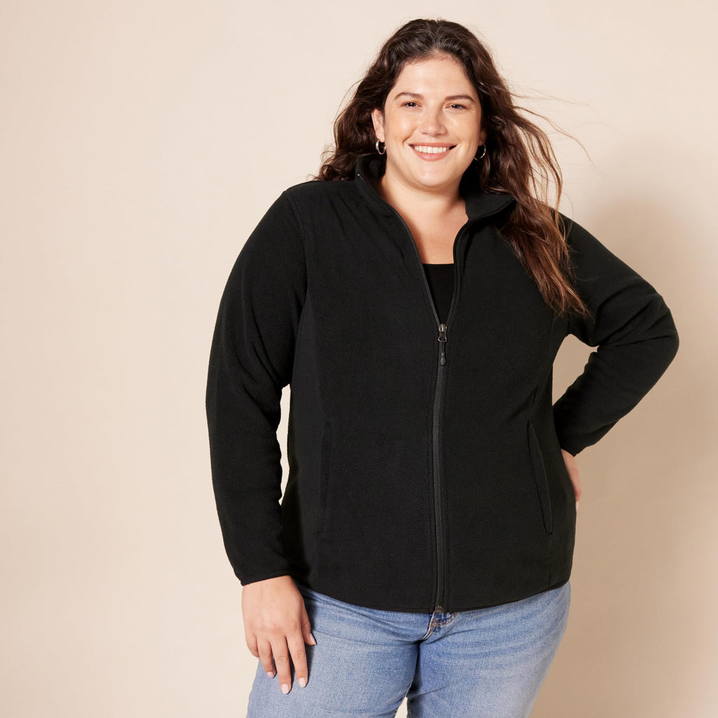 Amazon Essentials Women's Classic-Fit Full-Zip Polar Soft Fleece Jacket (Available in Plus Size), Black, X-Large