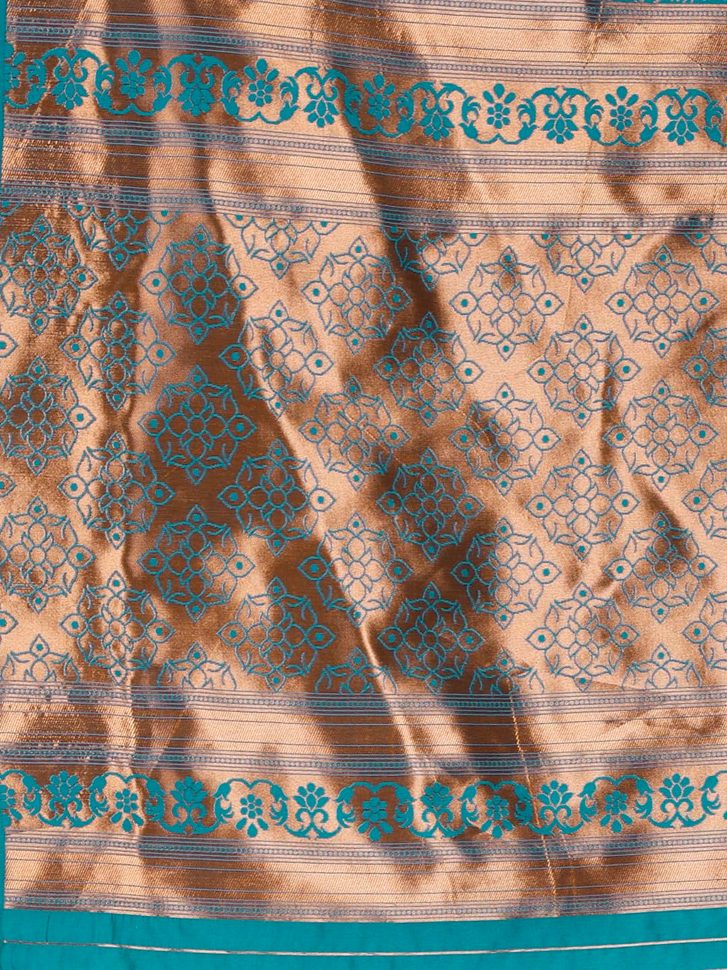 Jaanvi fashion Women's Kanchipuram Silk Saree With Zari Work & Unstitched Blouse Piece (elora-teal-blue)