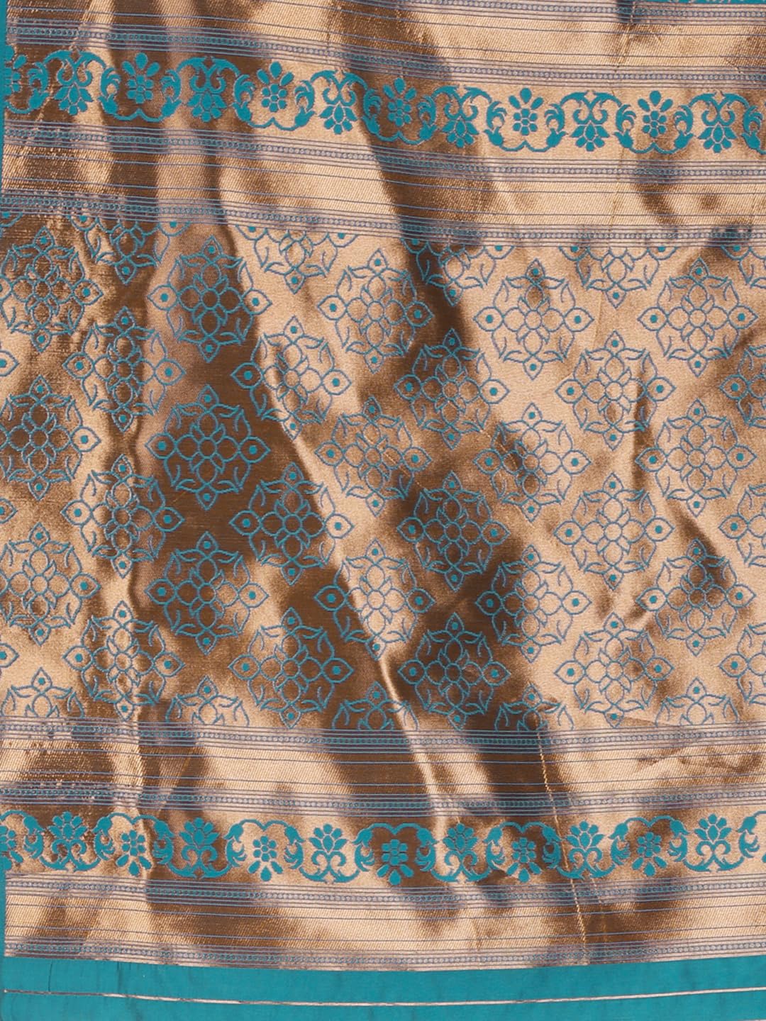 Jaanvi fashion Women's Kanchipuram Silk Saree With Zari Work & Unstitched Blouse Piece (elora-teal-blue)