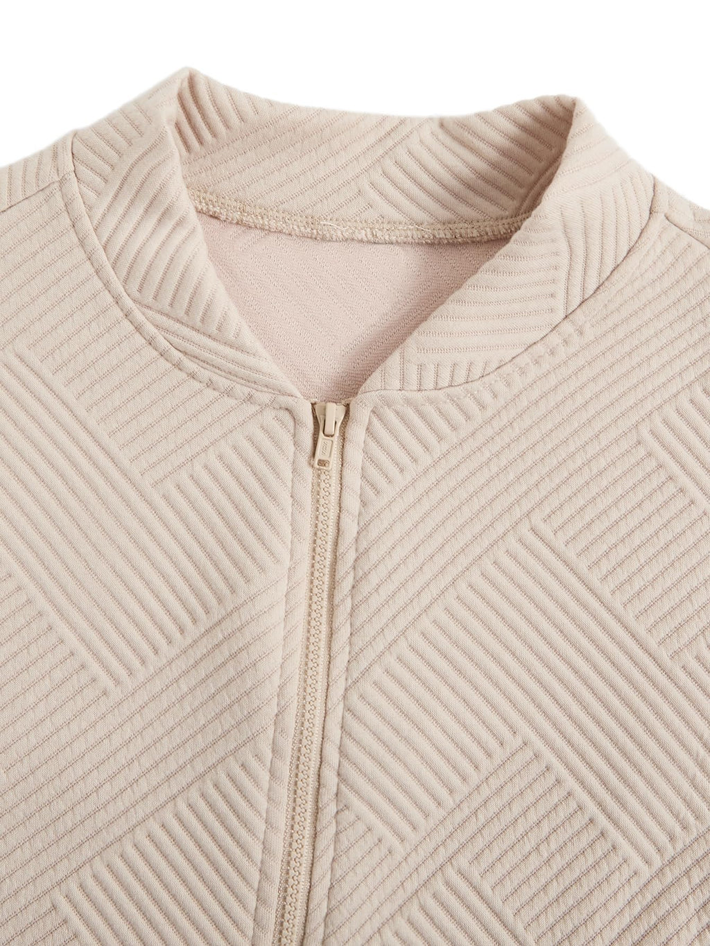 Verdusa Women's Zip Up Textured Lightweight Bomber Jacket Casual Long Sleeve Outerwear Khaki Small