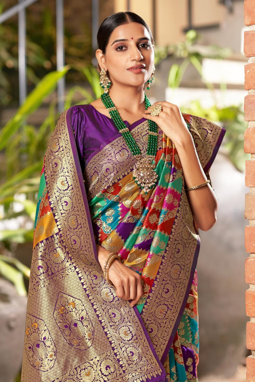 SGF11 Women's Kanjivaram Soft Silk Saree With Blouse Piece 6.3metres (Multicolour)