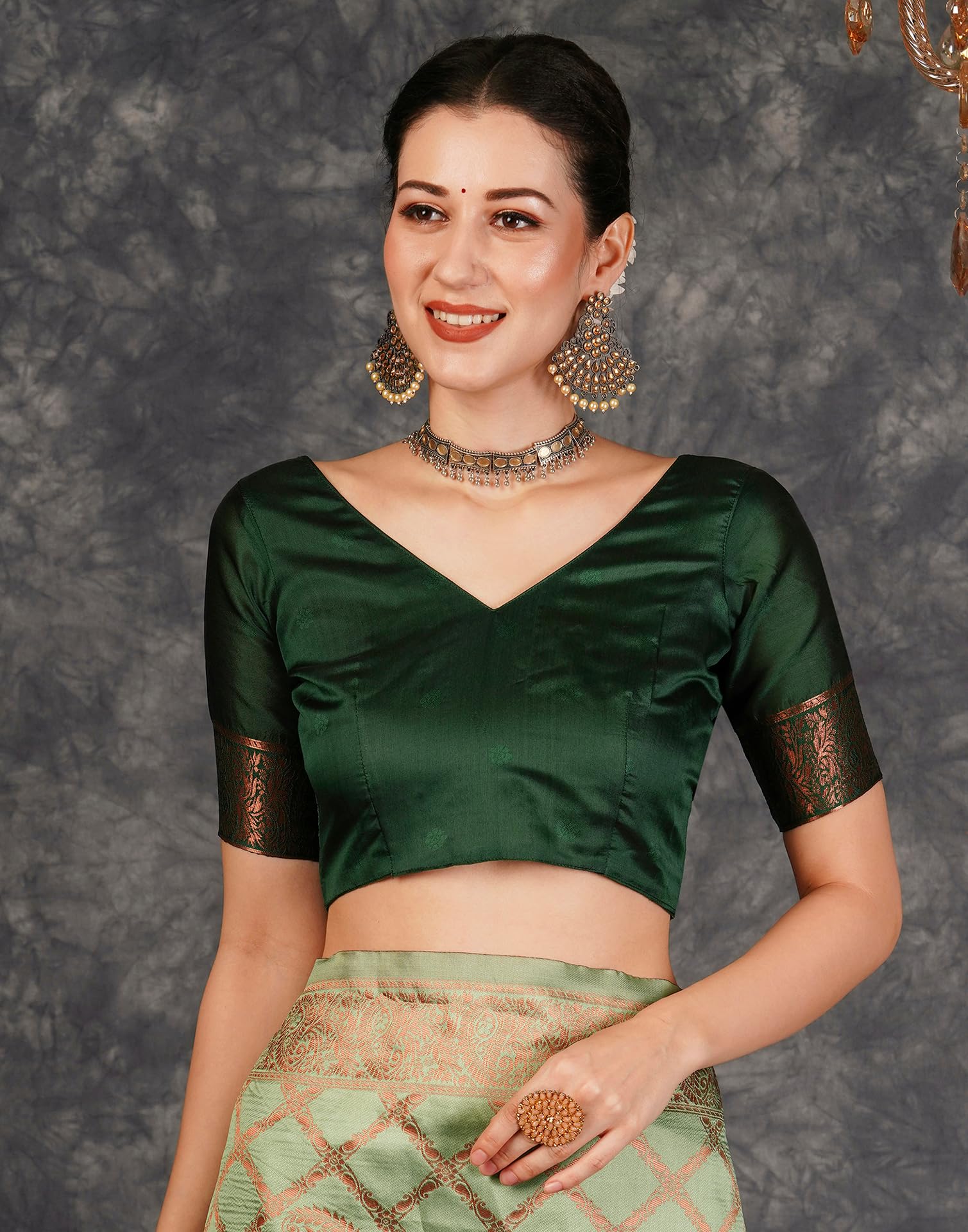 SIRIL Women's Banarasi Jacquard Soft Silk Kanjeevaram Saree With Unstitched Blouse Piece (3759S135A_Pista Green)