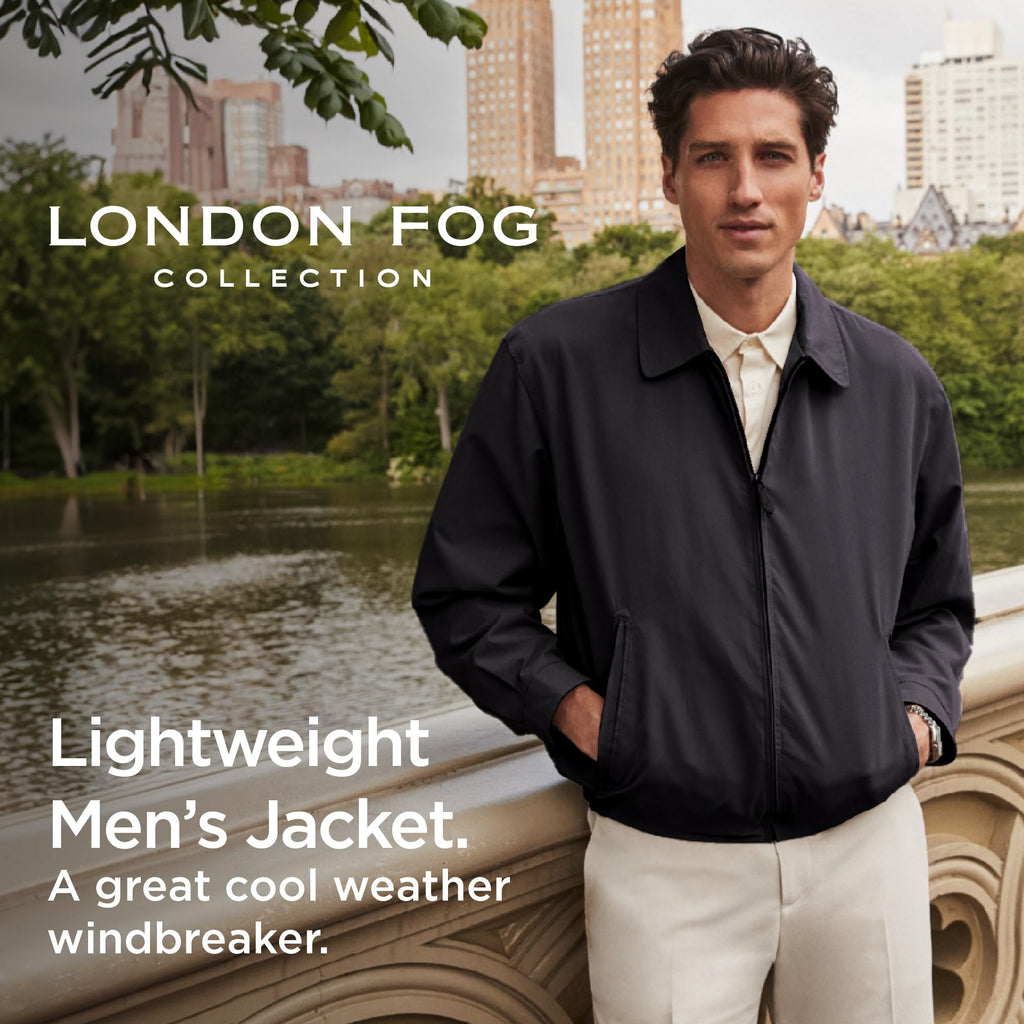 LONDON FOG Men's Auburn Zip-Front Golf Jacket (Regular & Big-Tall Sizes), Black, Large