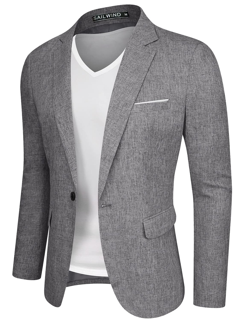 Sailwind Men's Casual Blazer Jackets Lightweight One Button Sports Coats Suit Gray