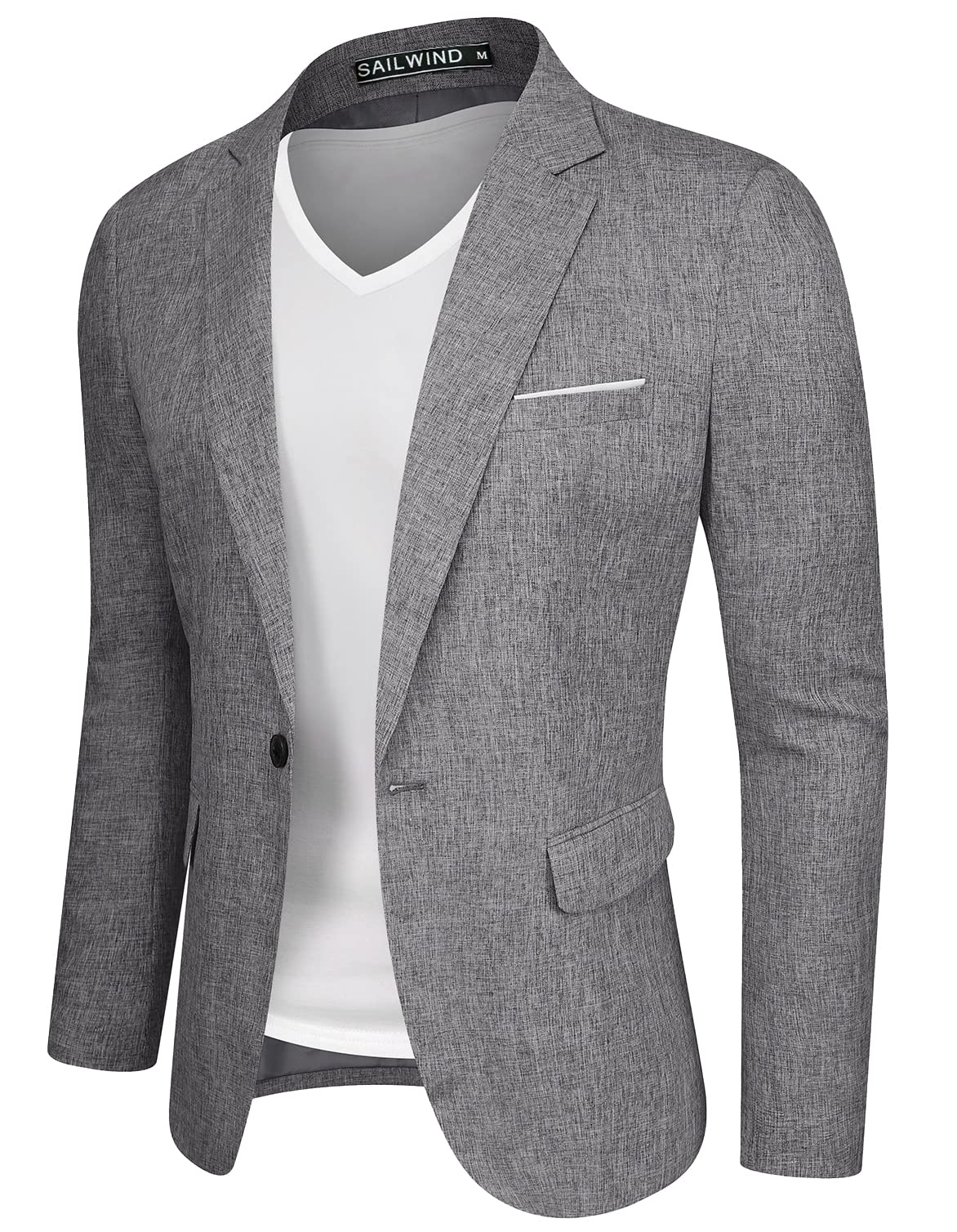 Sailwind Men's Casual Blazer Jackets Lightweight One Button Sports Coats Suit Gray