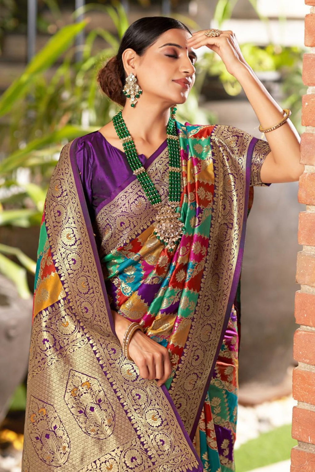SGF11 Women's Kanjivaram Soft Silk Saree With Blouse Piece 6.3metres (Multicolour)