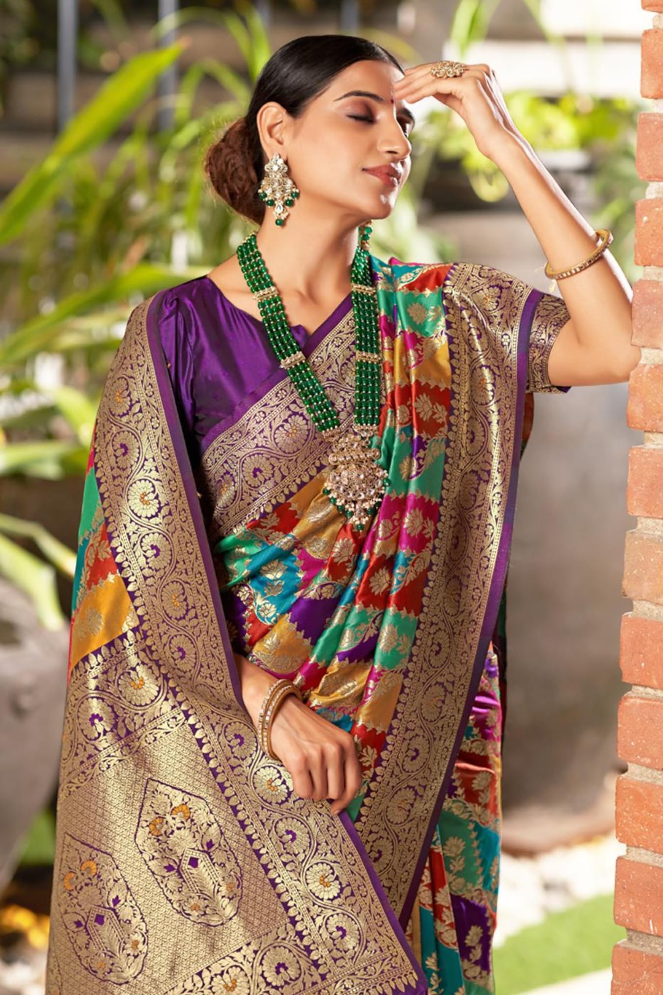 SGF11 Women's Kanjivaram Soft Silk Saree With Blouse Piece 6.3metres (Multicolour)