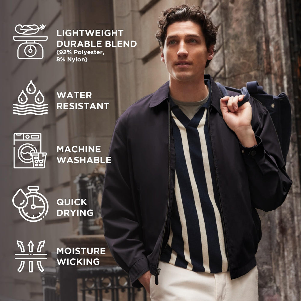 LONDON FOG Men's Auburn Zip-Front Golf Jacket (Regular & Big-Tall Sizes), Black, Large