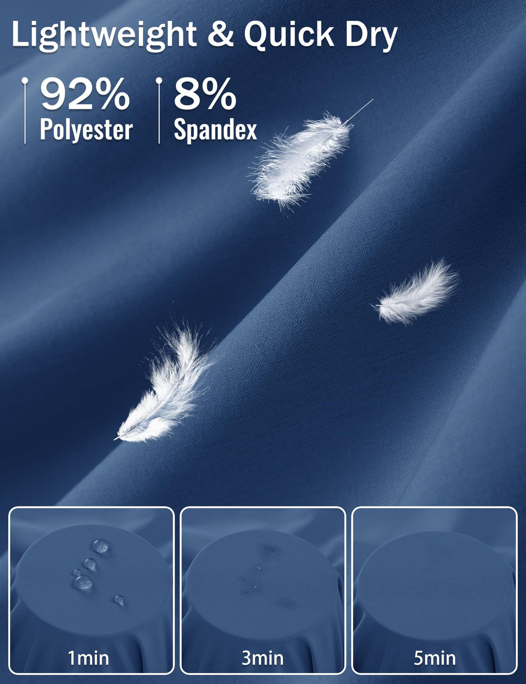 MAGCOMSEN Fishing Shorts for Men Hiking Athletic Workout Shorts 7 Inch Inseam Quick Dry Lightweight Waterproof Blue Grey 36