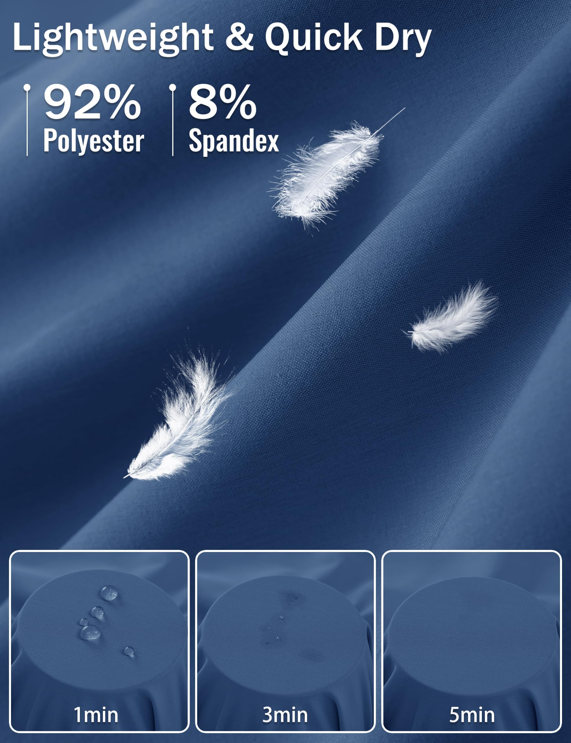 MAGCOMSEN Fishing Shorts for Men Hiking Athletic Workout Shorts 7 Inch Inseam Quick Dry Lightweight Waterproof Blue Grey 36