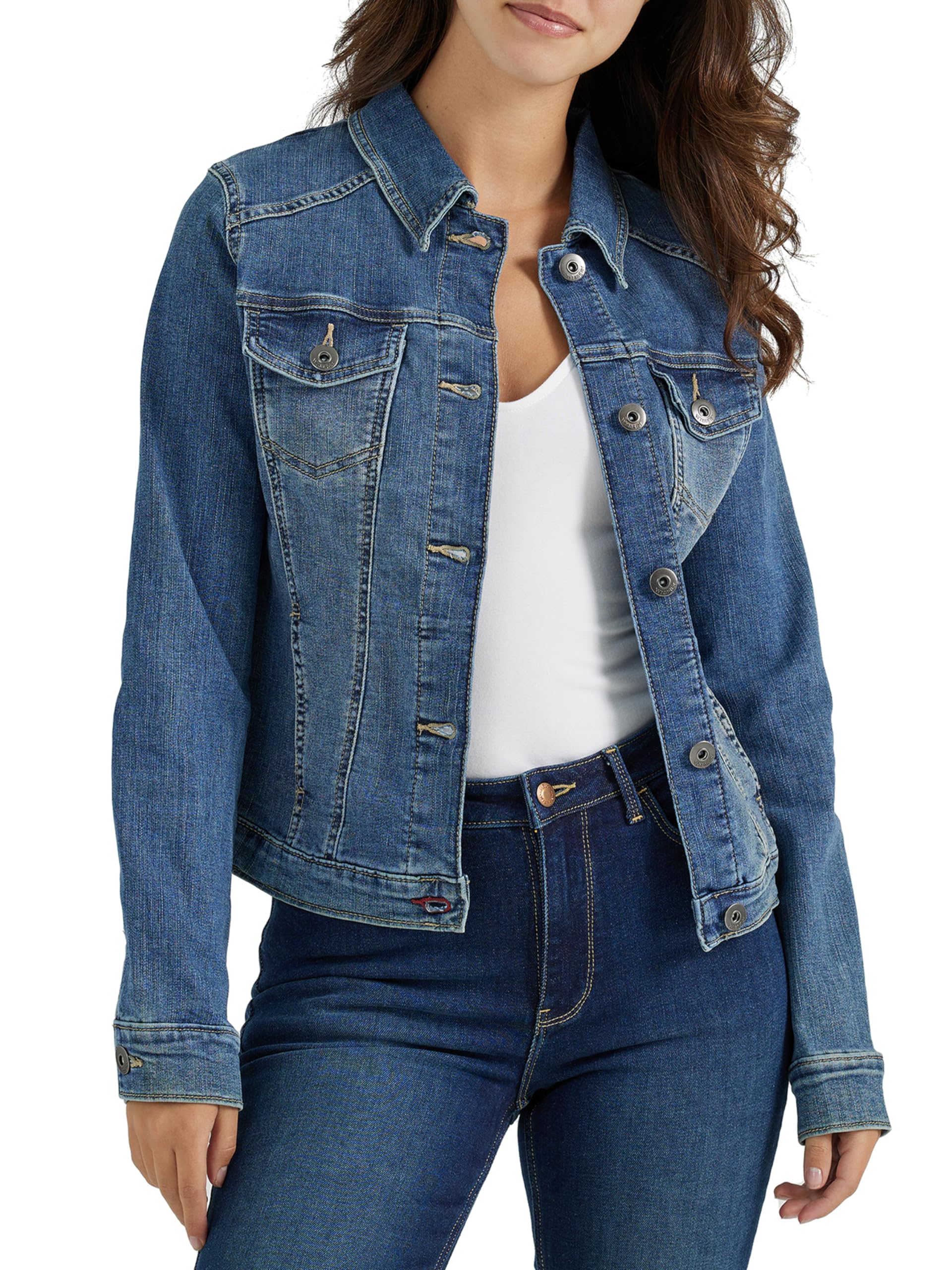 Wrangler Authentics Women's Stretch Denim Jacket, Blue, Large